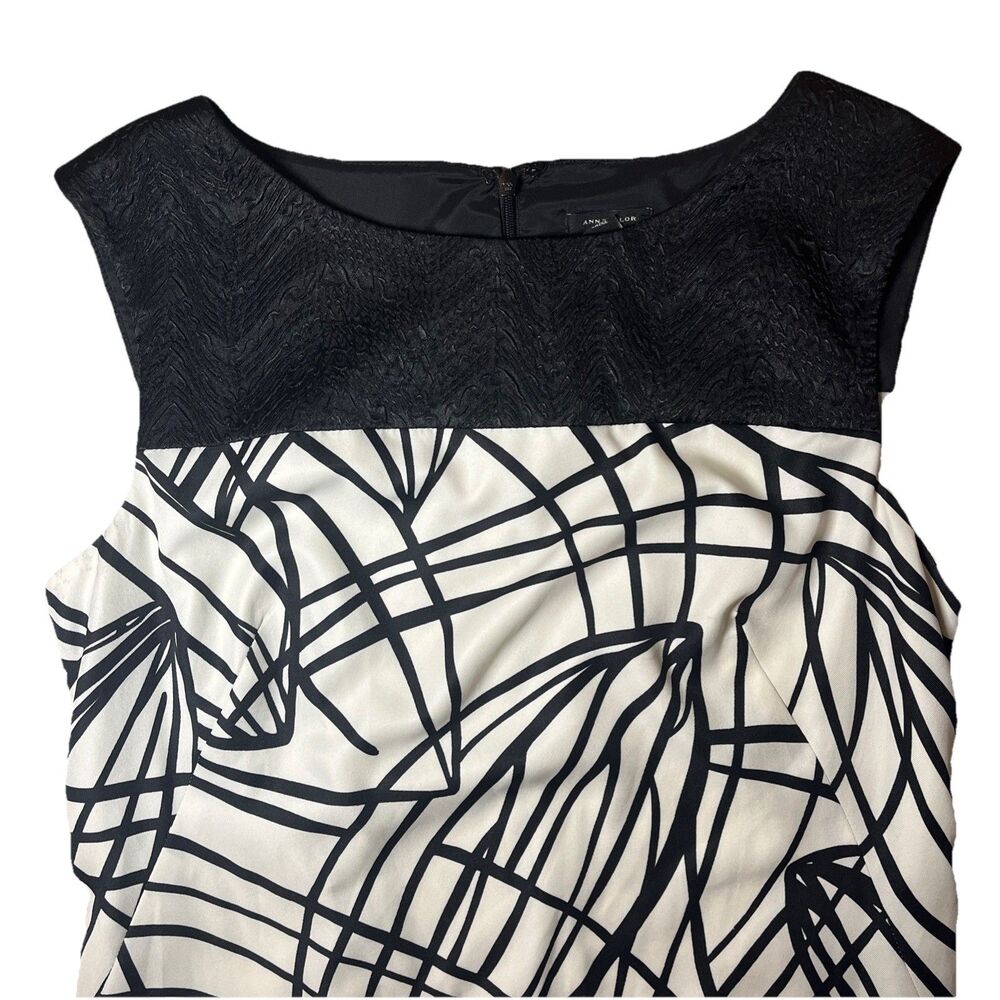Ann Taylor Geometric Sleeveless Black and White Classic Cocktail  Dress size 8 - Picture 2 of 11